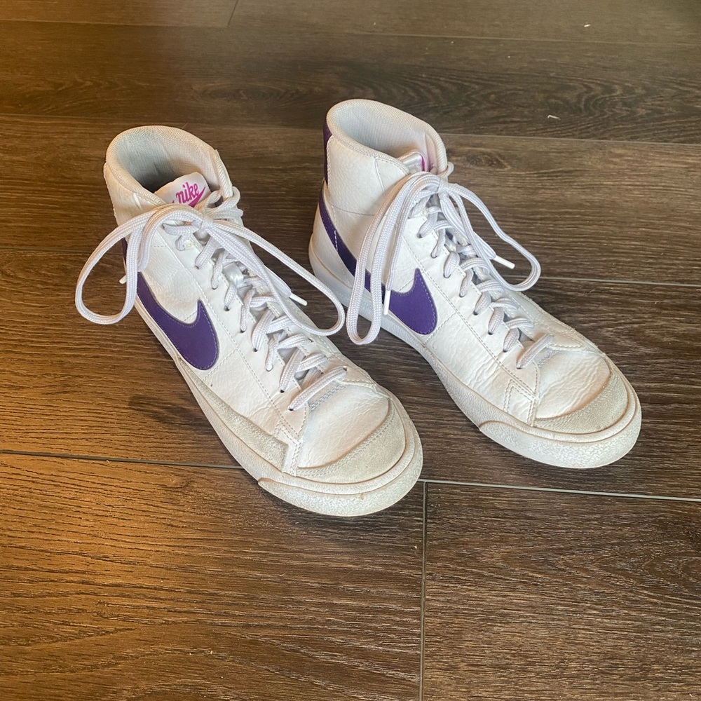 Purple Swoosh Nike Blazers